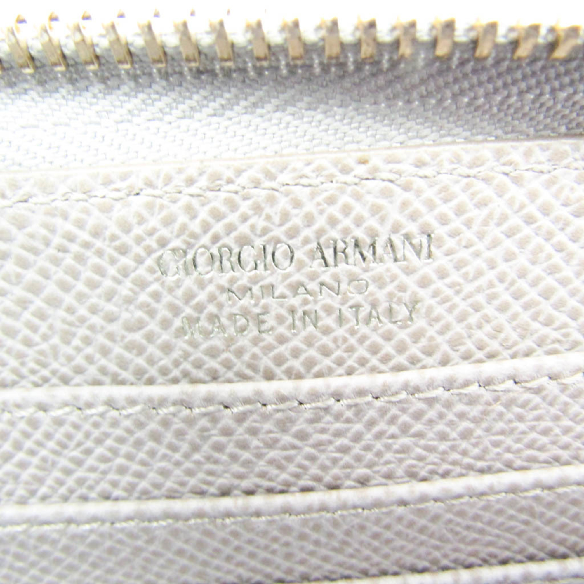 Giorgio Armani Pouch Y1H093 Women,Men Leather Wallet (bi-fold) Gray