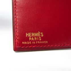 Hermes Unisex Box Calf Leather Bill Wallet (bi-fold) Red Color