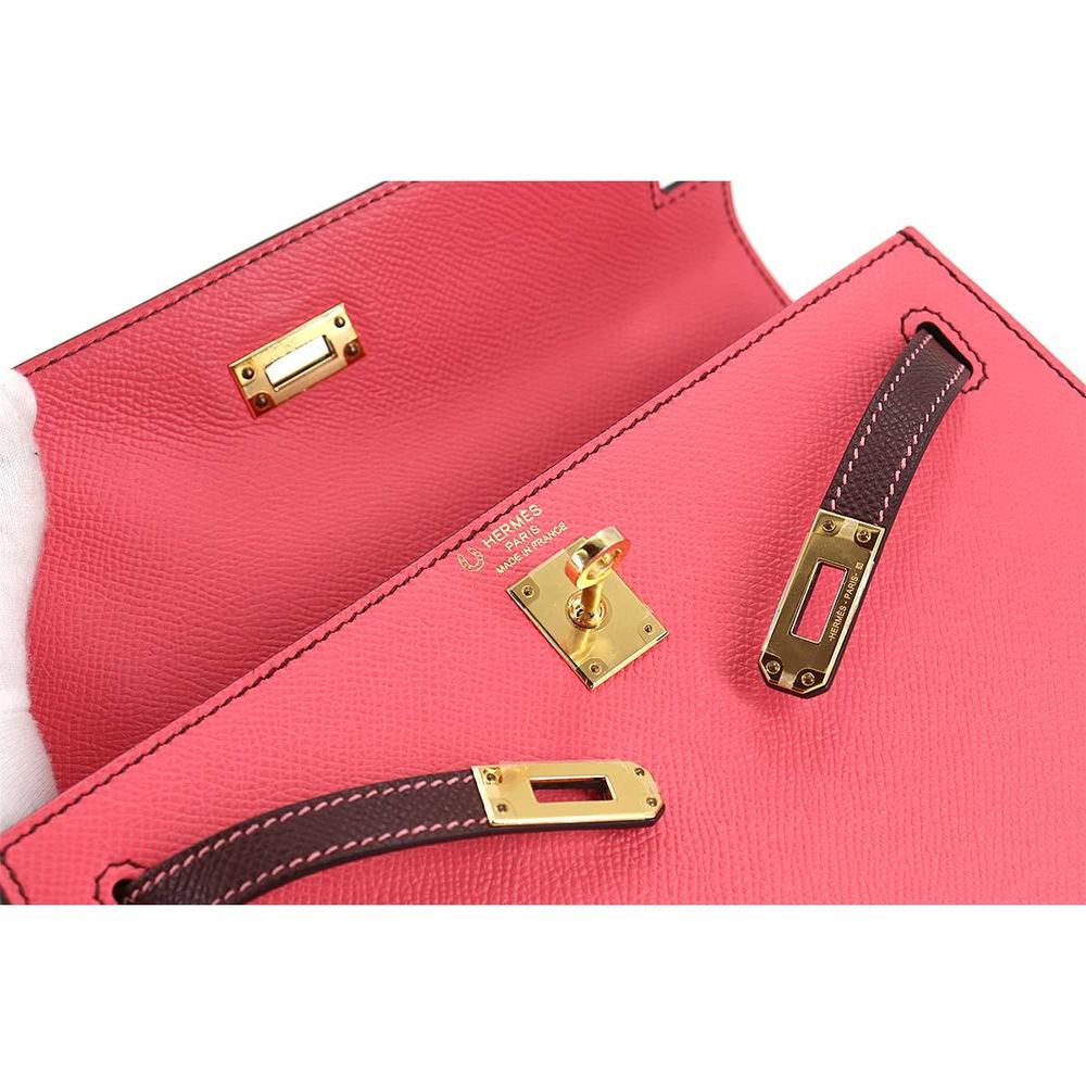 HERMES PHW Kelly 25 2way Shoulder Bag Handbag Veau Madame Rose