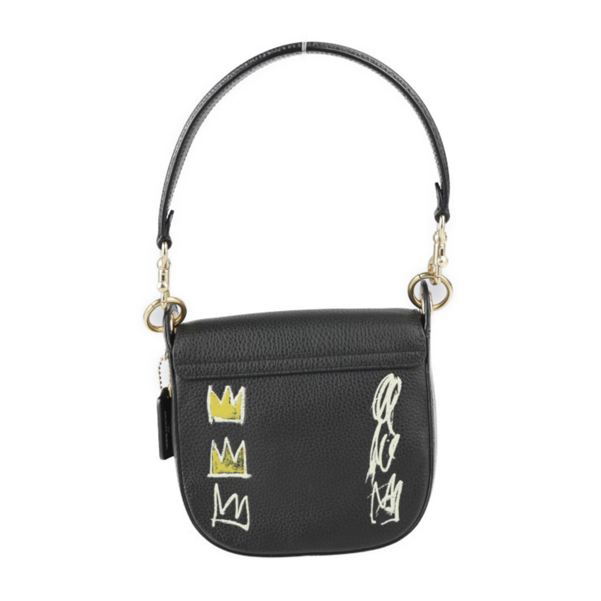 COACH coach Basquiat collaboration shoulder bag C5663 leather black multicolor gold metal fittings 2WAY crossbody handbag pochette