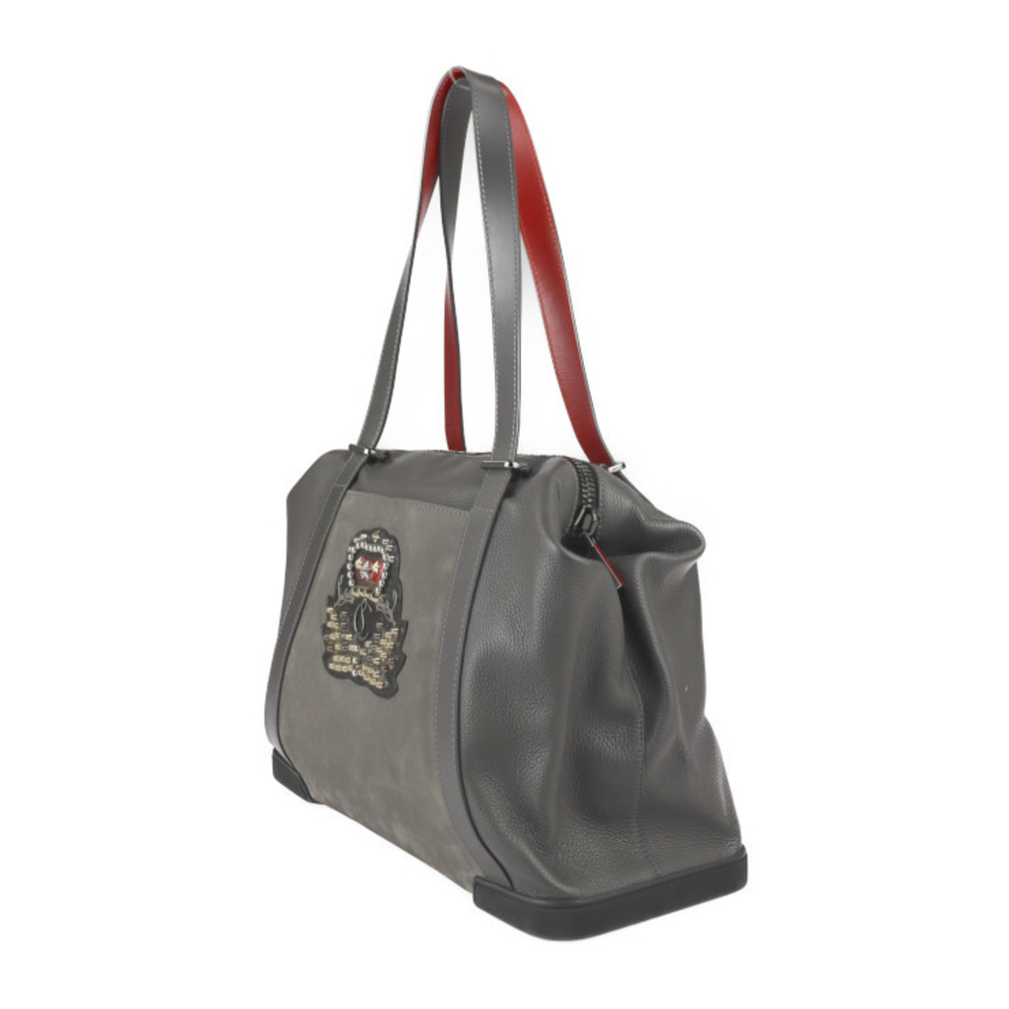 Christian Louboutin BAGDAMON bag demon handbag 1175020 leather nubuck gray Boston shoulder