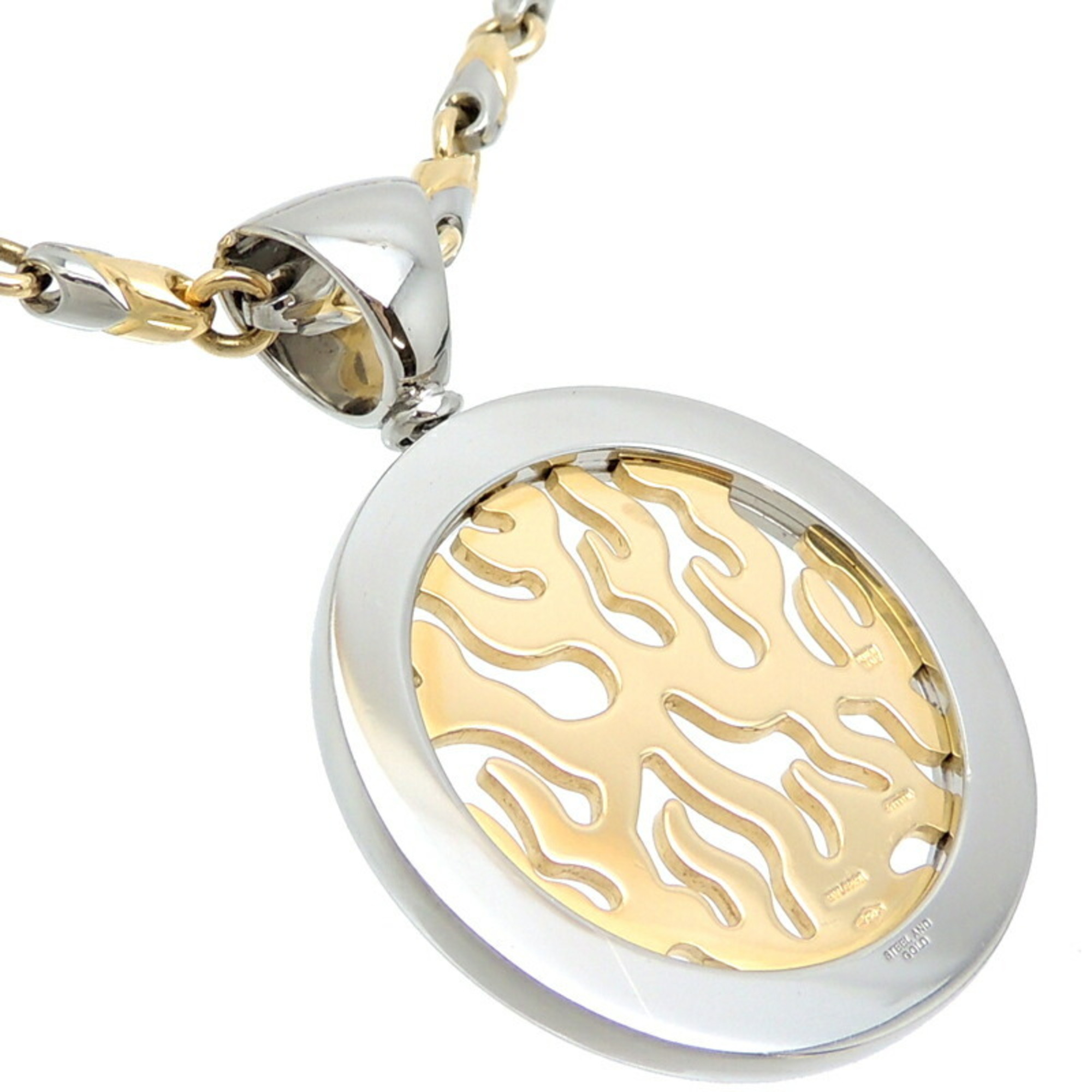 Bvlgari Tondo Fire Diamond Passo Doppio Chain Women's and Men's Necklace 750 Yellow Gold