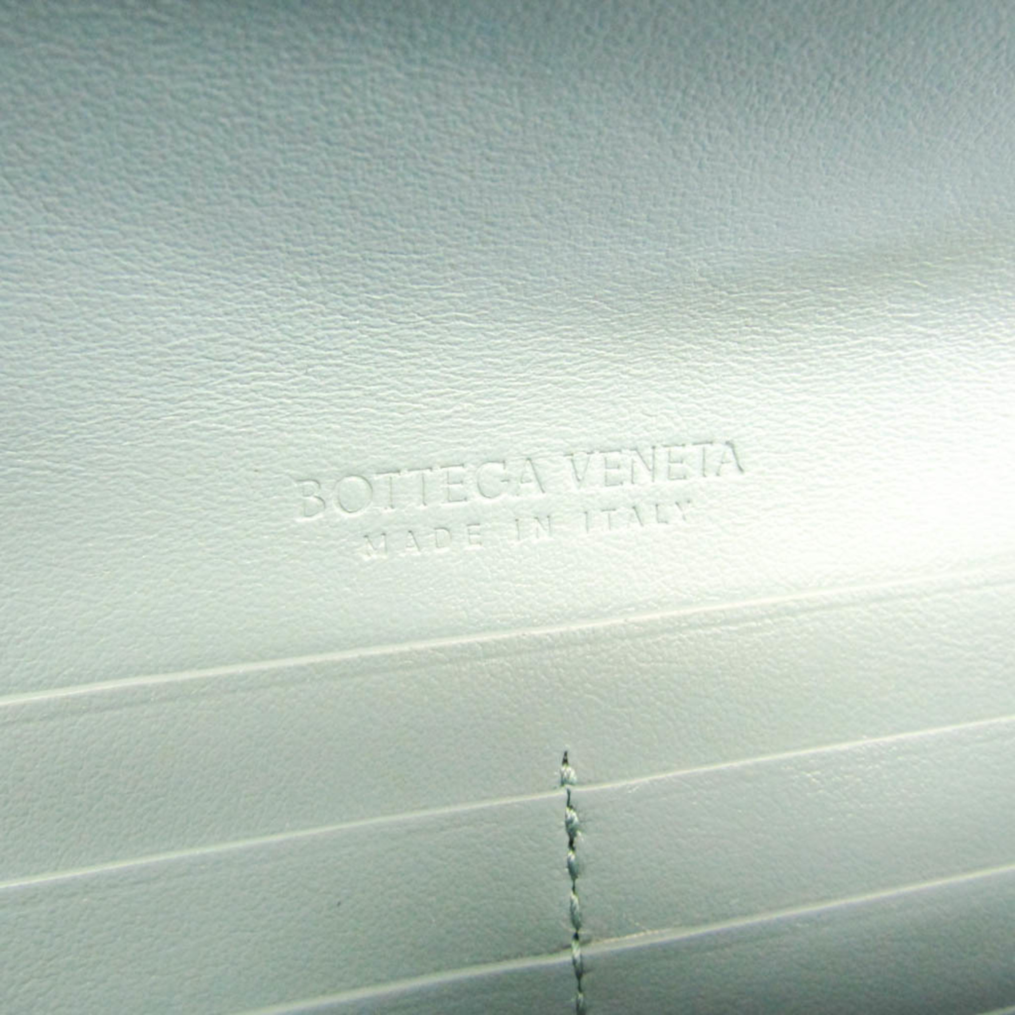 Bottega Veneta Intrecciato 600873 Women,Men Leather Long Wallet (bi-fold) Blue Green