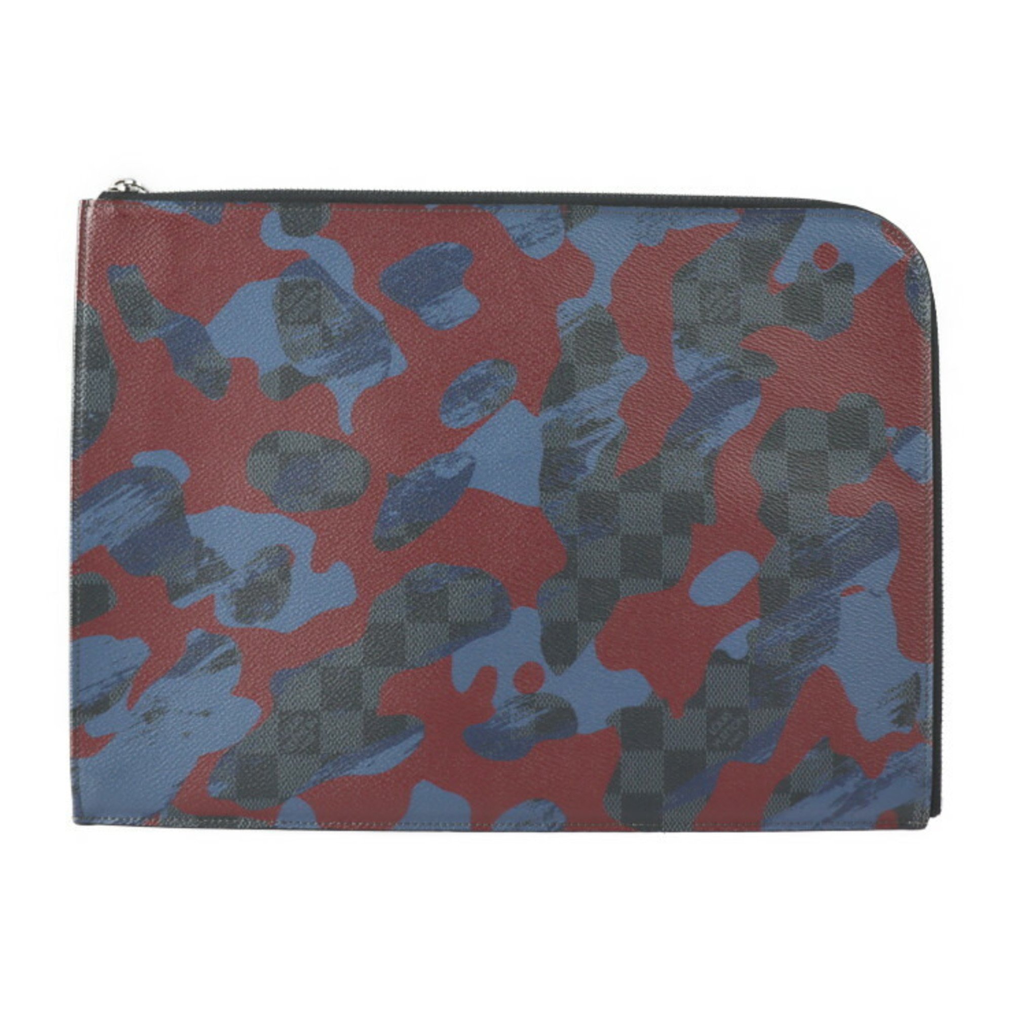 LOUIS VUITTON Louis Vuitton Pochette Jules GM Camouflage Second Bag N63292 Damier Cobalt Canvas Multicolor Silver Metal Fittings L-shaped Zipper Clutch Pouch