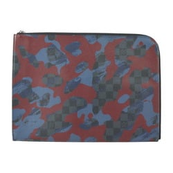 LOUIS VUITTON Louis Vuitton Pochette Jules GM Camouflage Second Bag N63292 Damier Cobalt Canvas Multicolor Silver Metal Fittings L-shaped Zipper Clutch Pouch