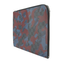 LOUIS VUITTON Louis Vuitton Pochette Jules GM Camouflage Second Bag N63292 Damier Cobalt Canvas Multicolor Silver Metal Fittings L-shaped Zipper Clutch Pouch