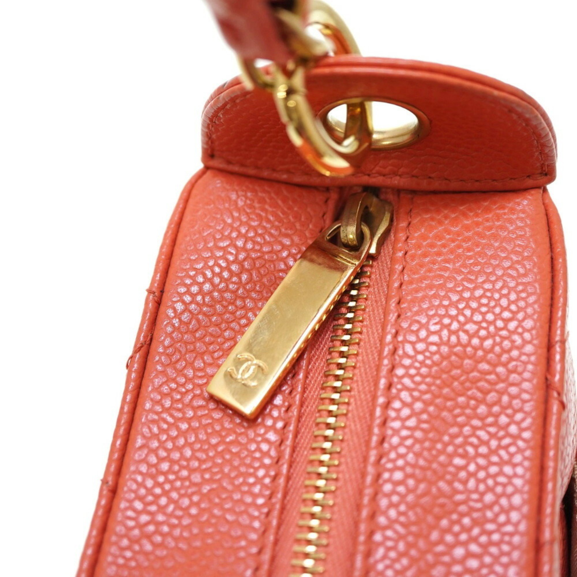 CHANEL CAVIAR SKIN CHAIN ONE SHOULDER BAG SALMON PINK