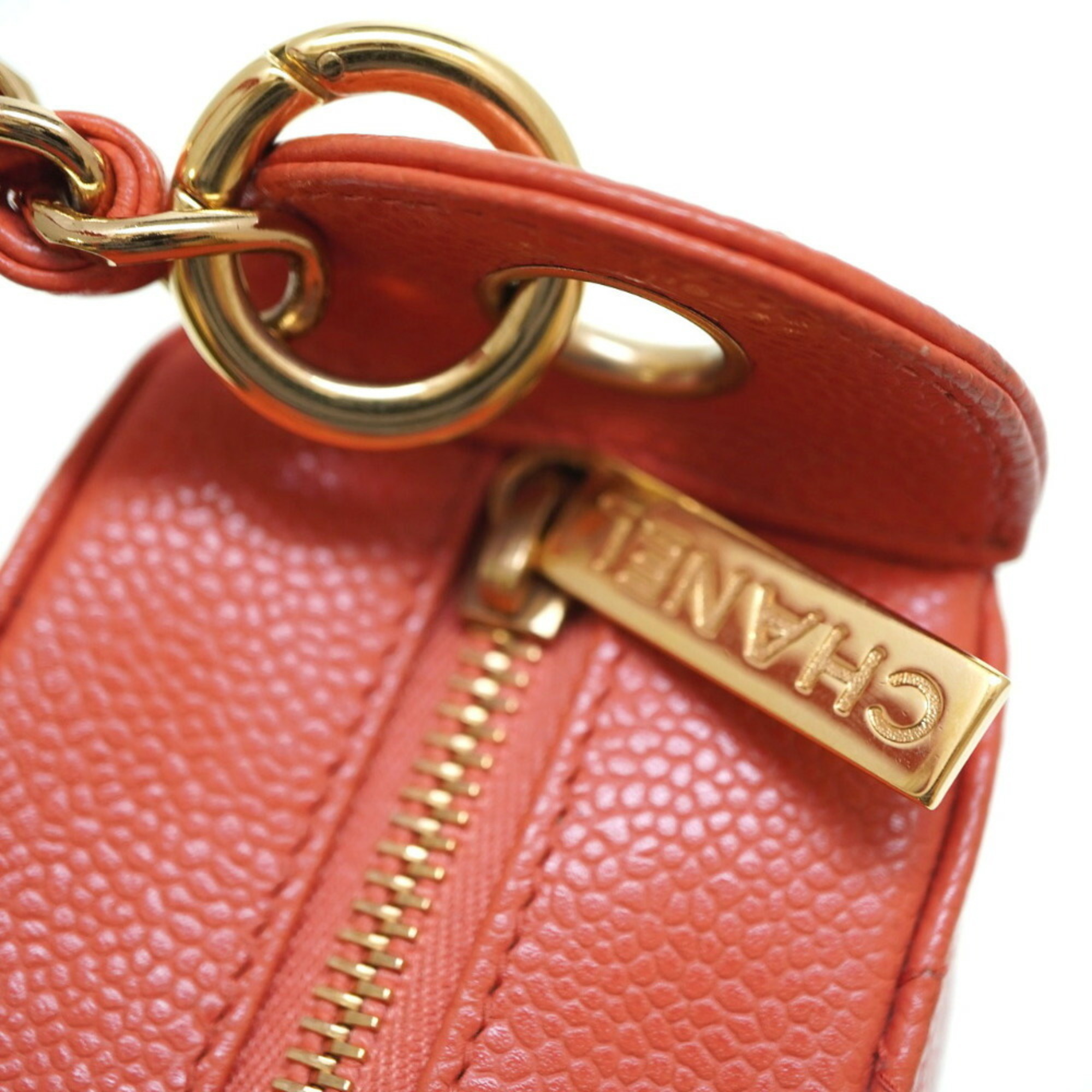 CHANEL CAVIAR SKIN CHAIN ONE SHOULDER BAG SALMON PINK