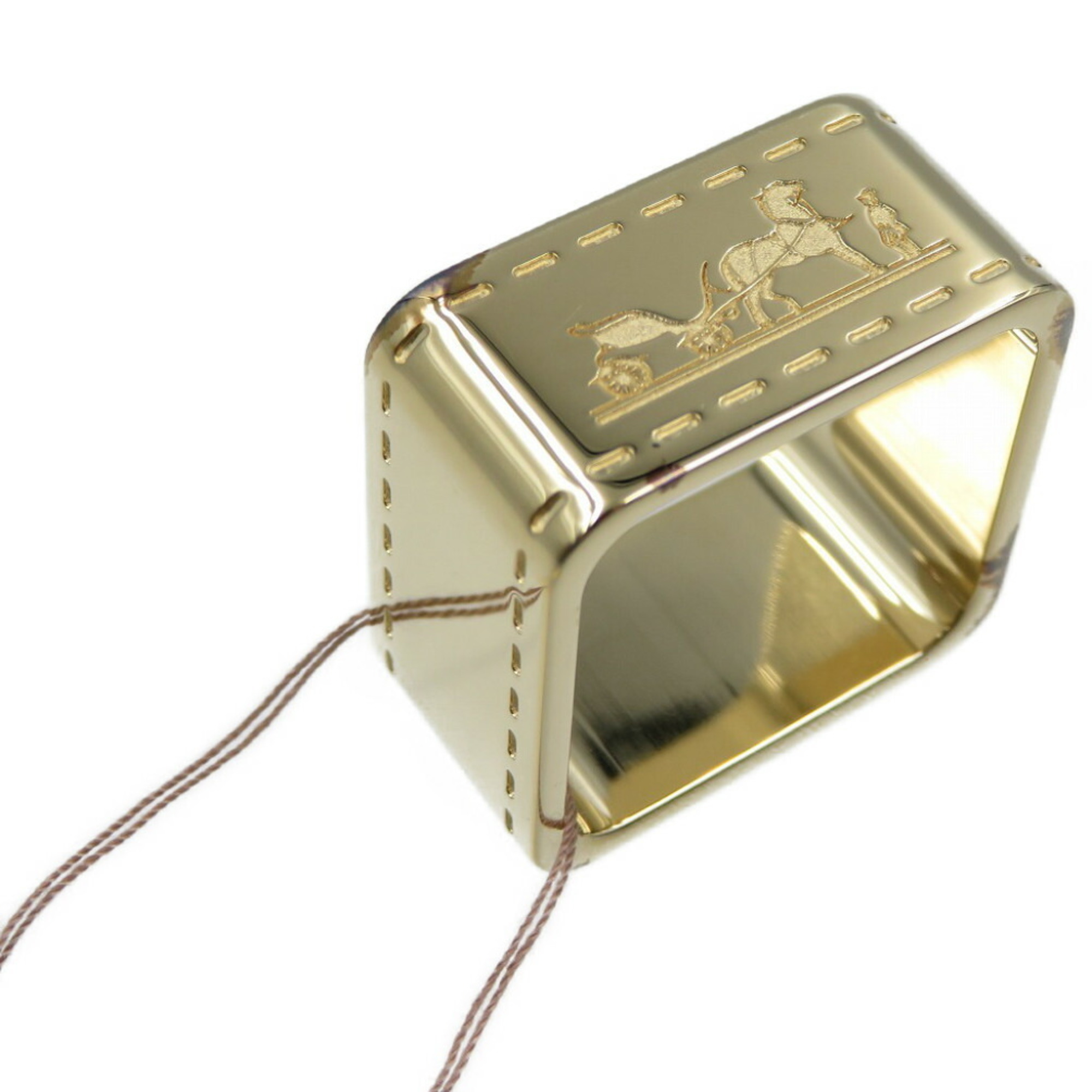 Hermes Bolduc Metal Gold Scarf Ring