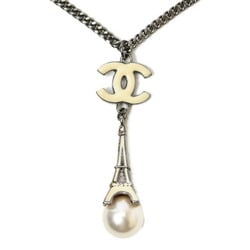 Chanel necklace pendant CHANEL accessories here mark CC Eiffel Tower pearl motif white