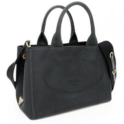 PRADA Prada Kanapa 2WAY bag mini tote shoulder handbag canvas 1BG155 black gold metal fittings