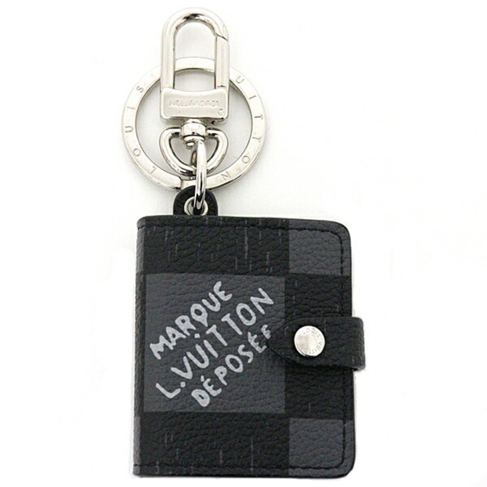 LOUIS VUITTON Louis Vuitton Porte Cle Carnet Damier Archives Keyring  Keychain Mini Note Charm M00480 Black Gray Silver Hardware