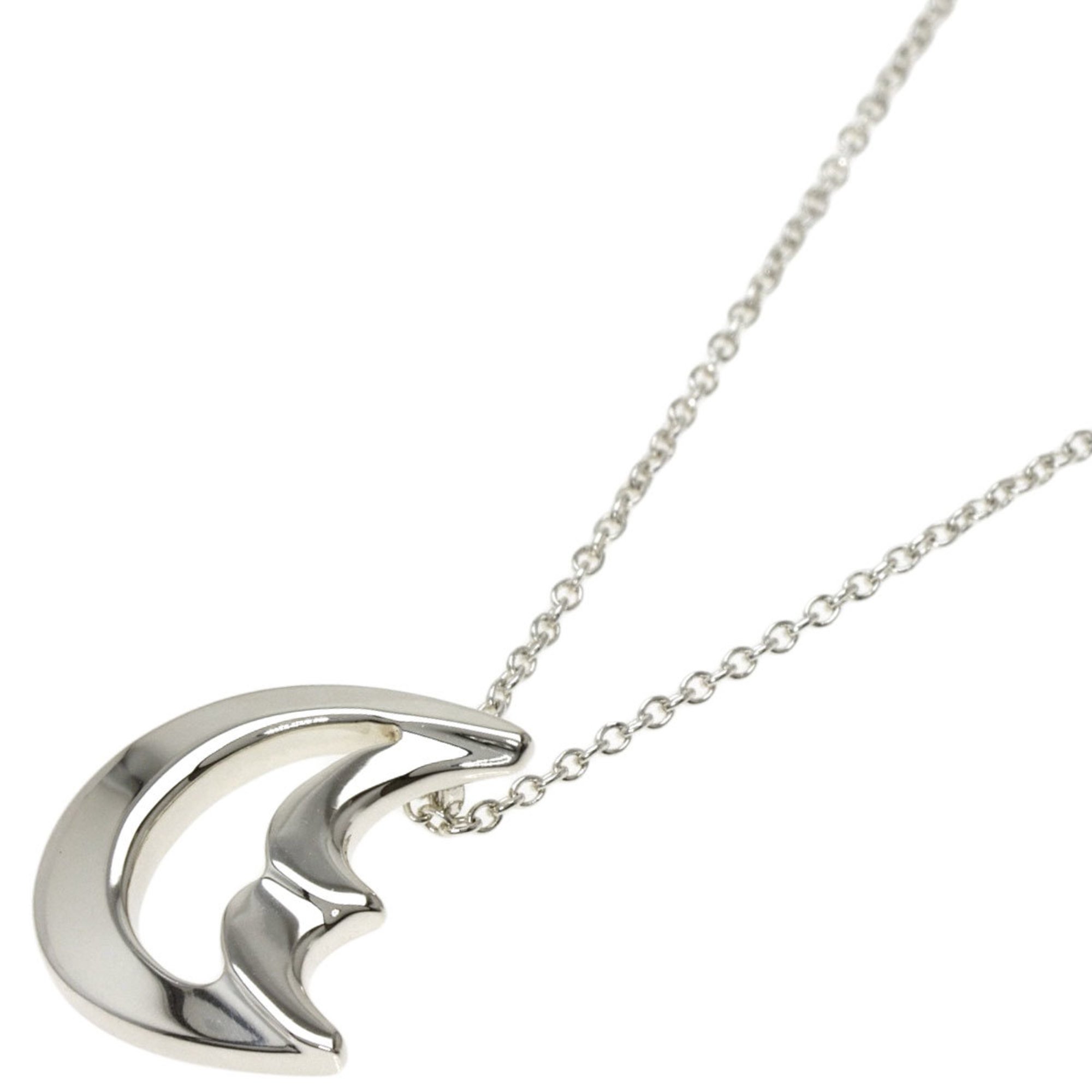 Tiffany Crescent Moon Necklace Silver Ladies