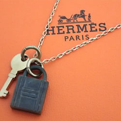 Hermes HERMES necklace amulet padlock metal gold/khaki gray unisex