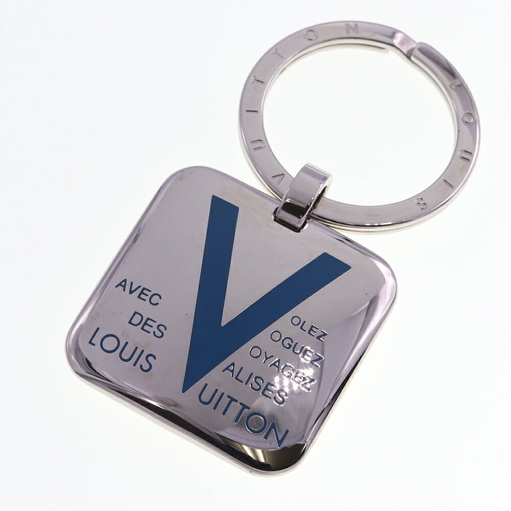 Louis Vuitton Keyring Voyage Keychain M66950 Silver Blue Charm Bag