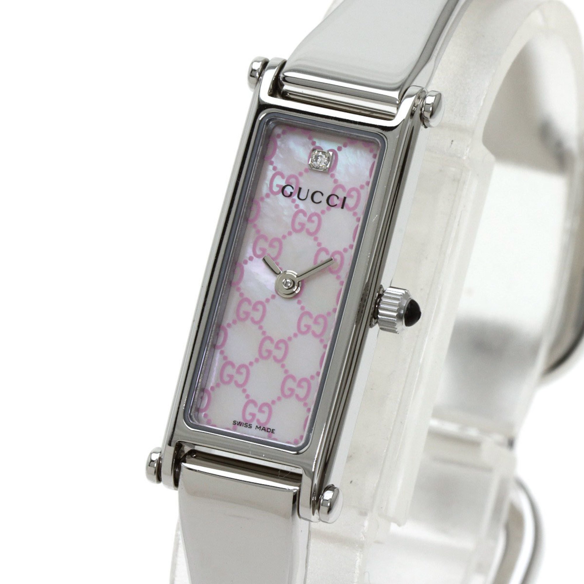 Gucci 1500L Square Face 1P Diamond Watch Stainless Steel/SS Women's