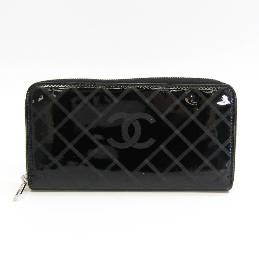 Chanel Coco Mark Women's Enamel Leather Long Wallet (bi-fold) Black | eLADY  Globazone