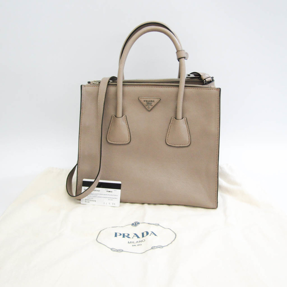 PRADA Galleria Saffiano Shoulder Bag Medium Beige color Leather