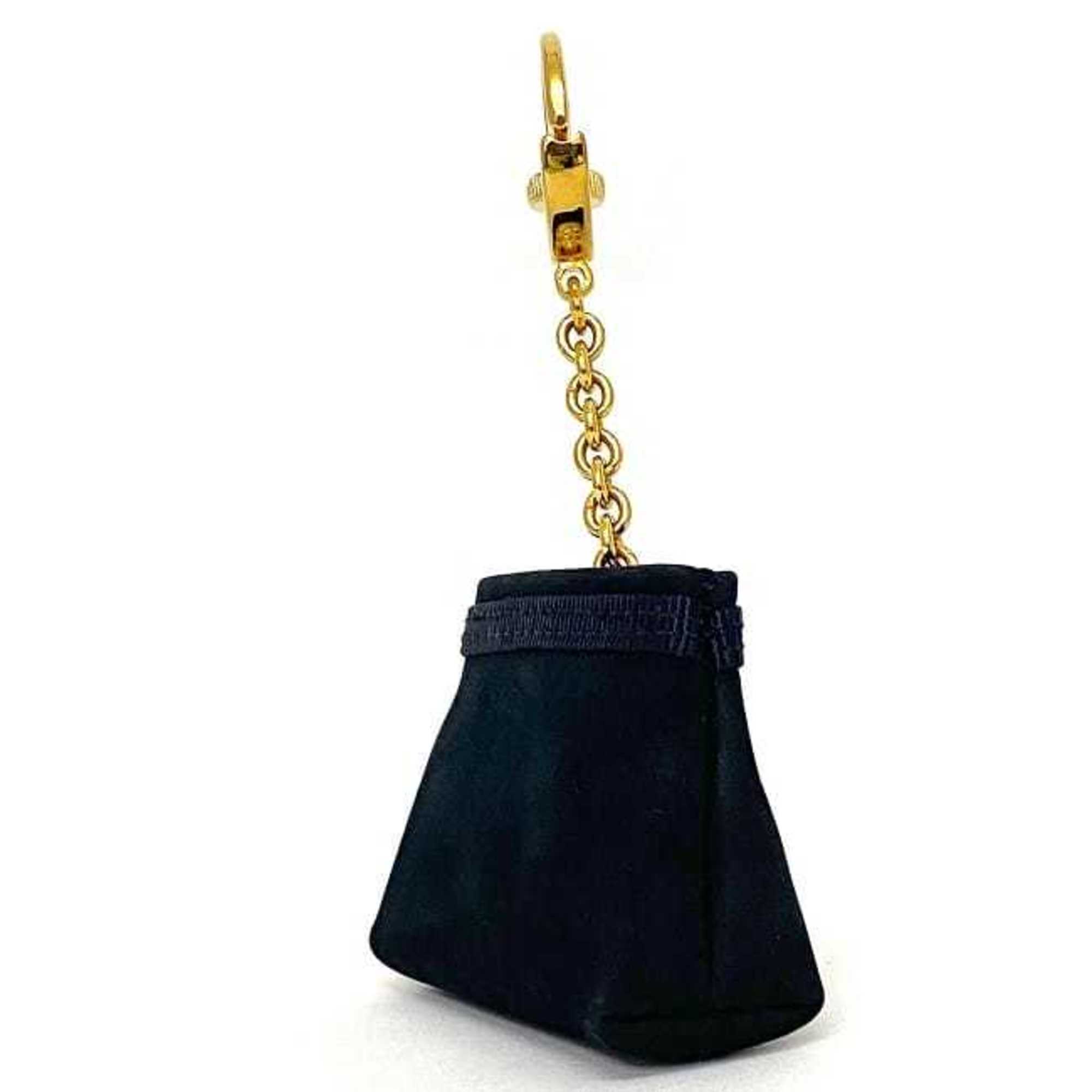 Salvatore Ferragamo bag charm navy gold vara 22 5618 leather suede GP motif key holder pouch chain ladies