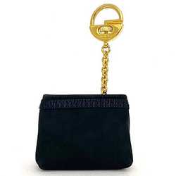 Salvatore Ferragamo bag charm navy gold vara 22 5618 leather suede GP motif key holder pouch chain ladies