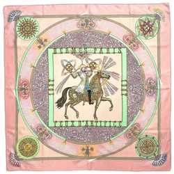 Hermes Scarf Muffler Carré 90 Pink Multicolor Flame Silk 100% HERMES Large Knight Horse Riding Dwarf FEUXDARTIFICE Women's Fashion