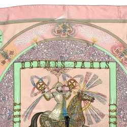 Hermes Scarf Muffler Carré 90 Pink Multicolor Flame Silk 100% HERMES Large Knight Horse Riding Dwarf FEUXDARTIFICE Women's Fashion