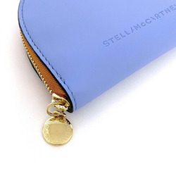 Stella McCartney coin case light blue orange gold 700258 w8857 4008 leather STELLA McCARTNEY purse half moon wallet compact