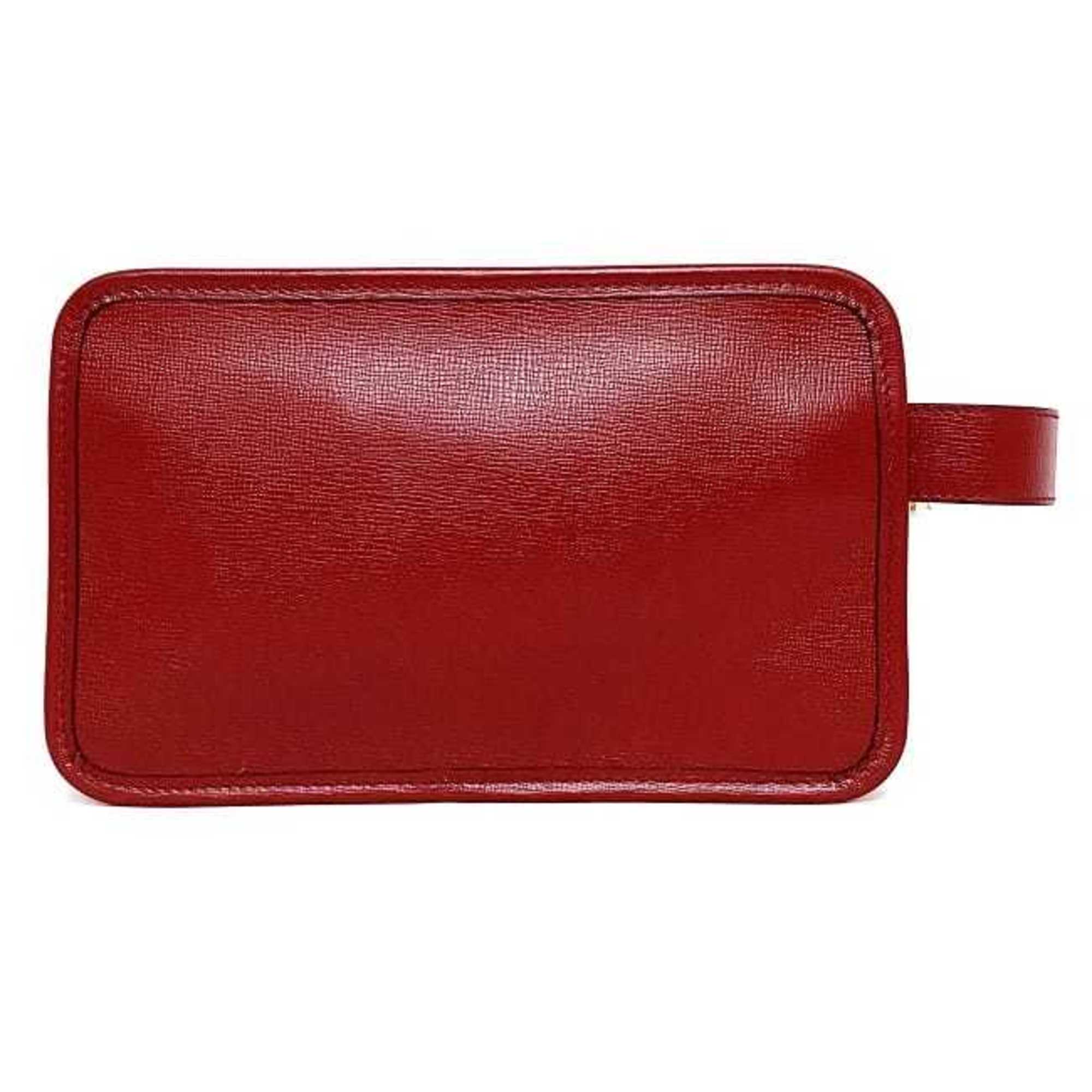 Gucci clutch bag red interlocking 625764 leather GUCCI second handbag GG strap with handle women's