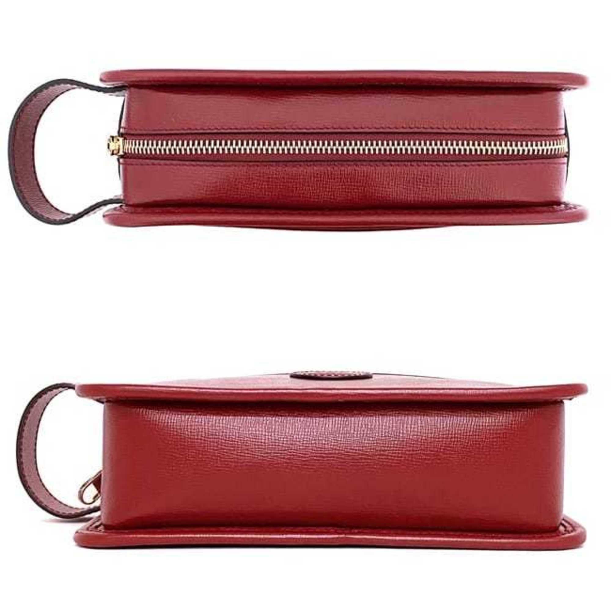 Gucci clutch bag red interlocking 625764 leather GUCCI second handbag GG strap with handle women's