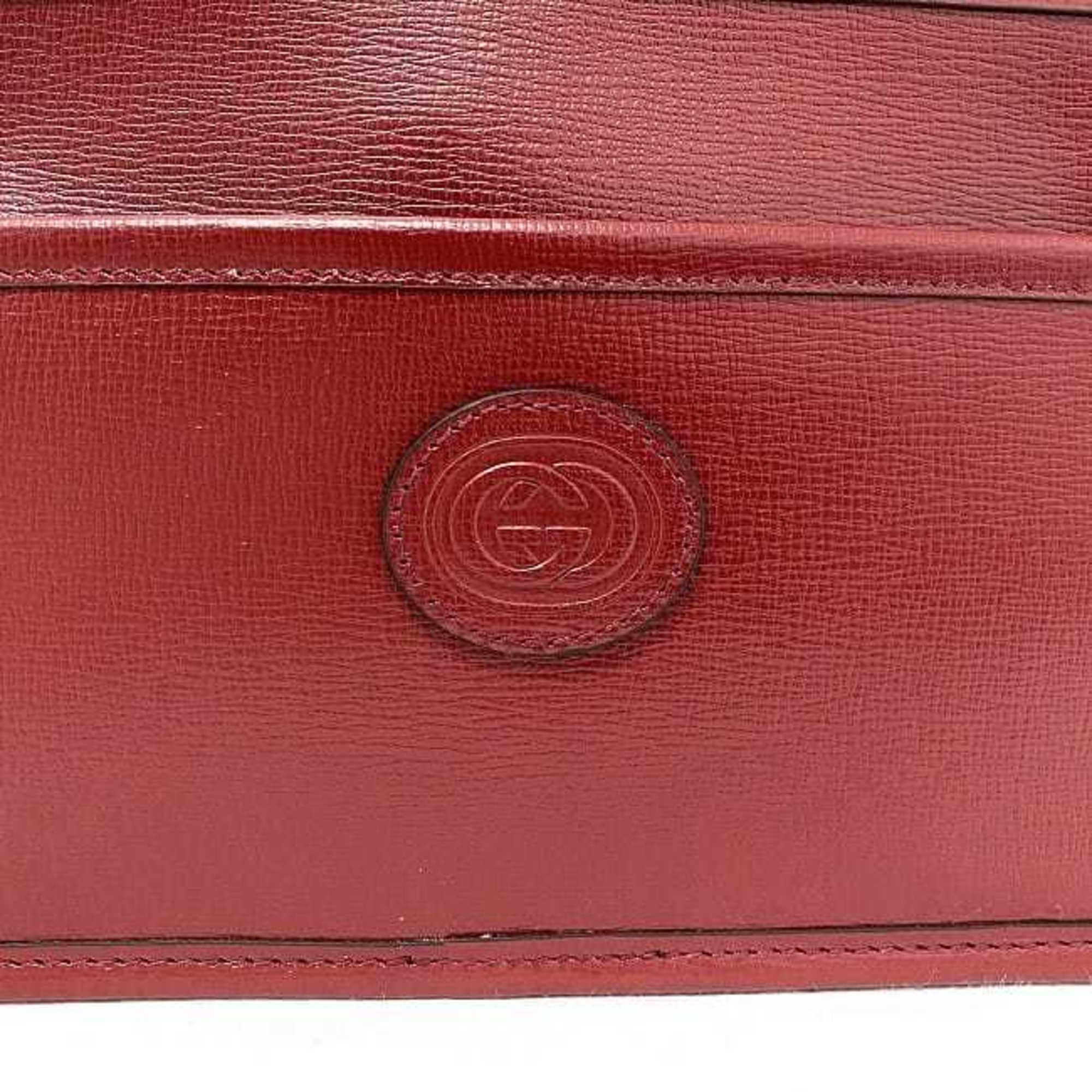 Gucci clutch bag red interlocking 625764 leather GUCCI second handbag GG strap with handle women's