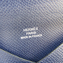 Hermes Calvi Epsom Leather Card Case Blue Nuit