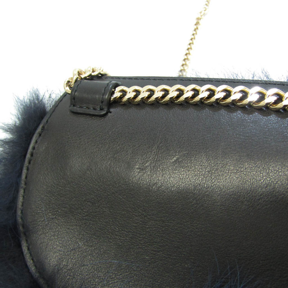 Chloé Women's Leather,Fur Shoulder Bag Navy