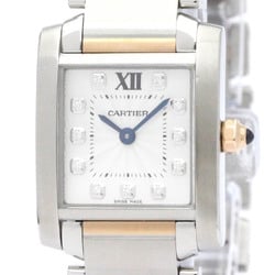 CARTIER Tank Francaise SM Diamond 18K Pink Gold Steel Watch WE110004 BF557777
