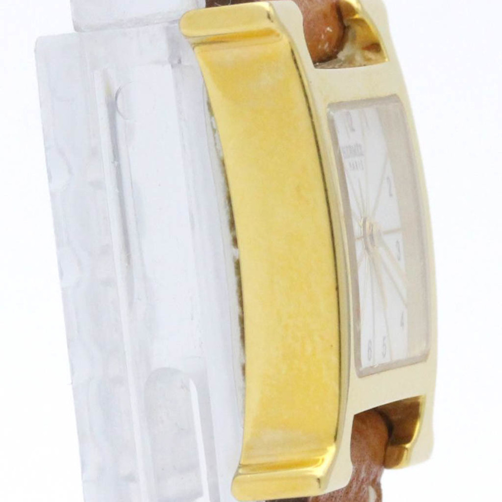 HERMES H Watch Gold Plated Leather Quartz Ladies Watch HH1.101 BF557784