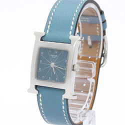 Polished HERMES H Watch Steel Leather Quartz Ladies Watch HH1.210 BF557781
