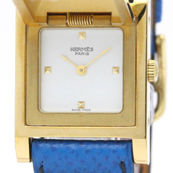 Never Used HERMES Medor Gold Plated Leather Quartz Ladies Watch ME1.201 BF557953
