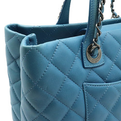 CHANEL Chanel matelasse here mark handbag tote bag shoulder chain leather blue