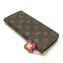 LOUIS VUITTON Louis Vuitton Monogram Portefeuille Clemence Round Long Wallet  Hot Pink Flower M64201