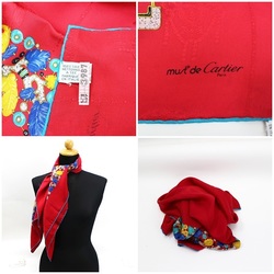 Cartier Must de silk scarf muffler red Women's