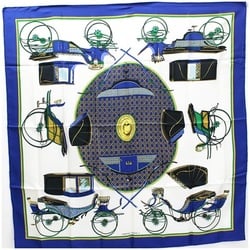Hermes Silk Scarf Muffler Carre 90 LES A VOITURES TRANSFORMATION (Foldable hooded carriage) Navy HERMES Women's