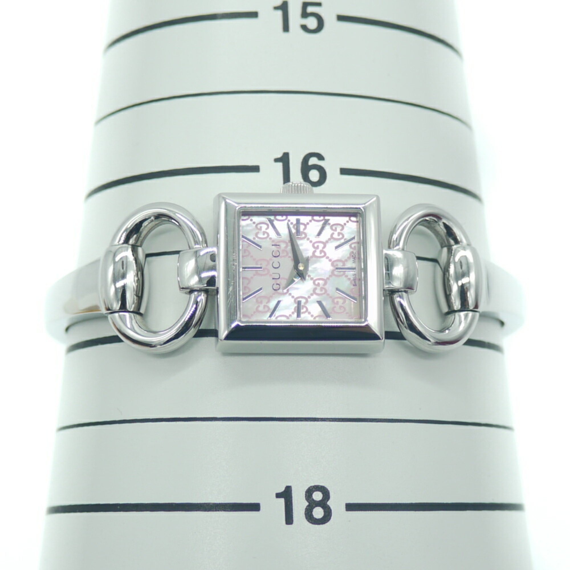 GUCCI Gucci Tornavoni square quartz pink shell dial ladies watch 120