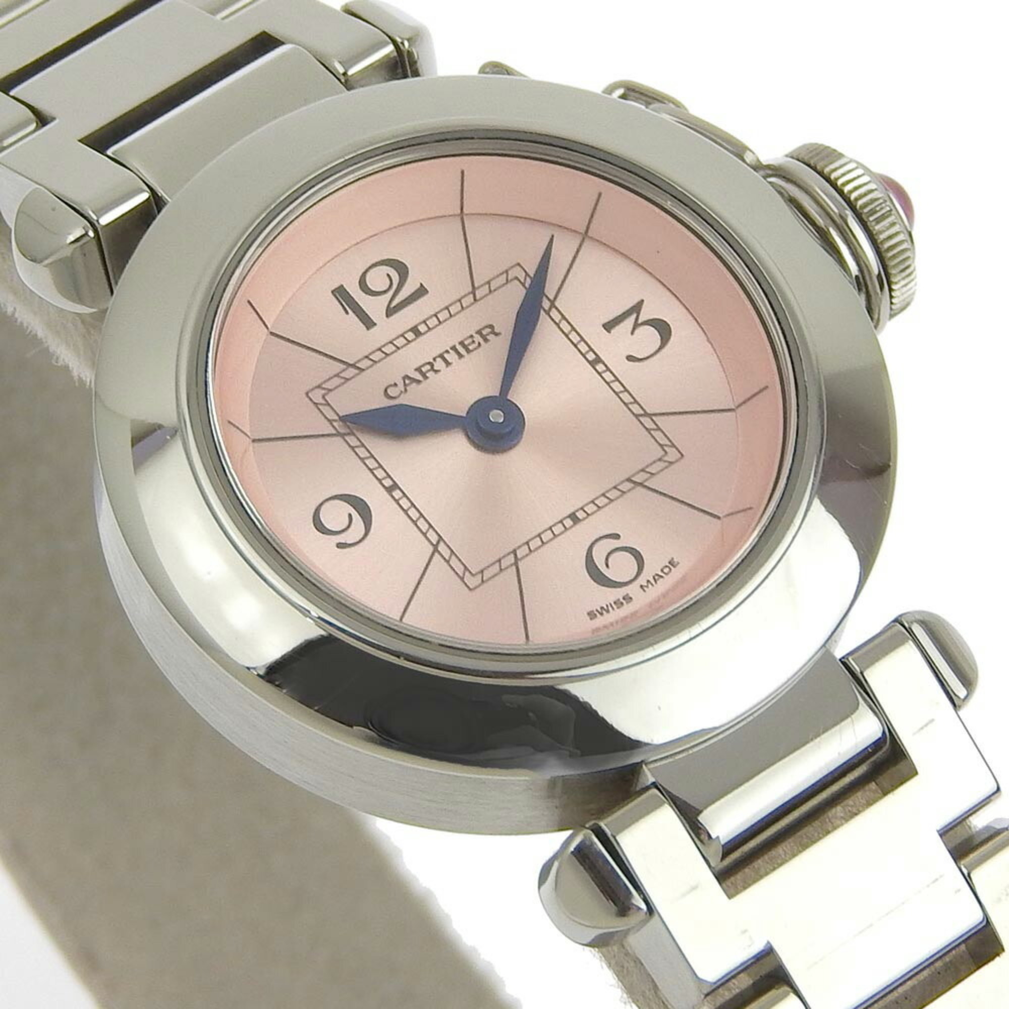 Cartier Mispasha Stainless Steel Quartz Analog Display Ladies Pink Dial Watch
