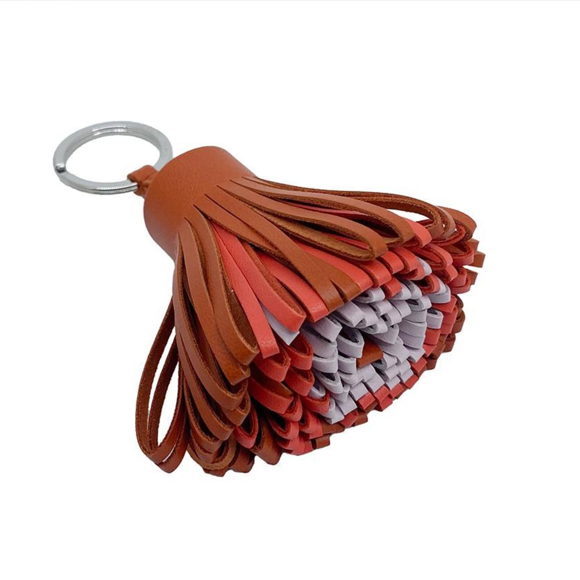 HERMES Hermes Carmen Charm Carnelian Rose Texas Glycine U Engraved Key Ring Keychain Bag Women's Men's