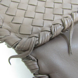 Bottega Veneta Intrecciato Men,Women Leather Clutch Bag Gray Brown