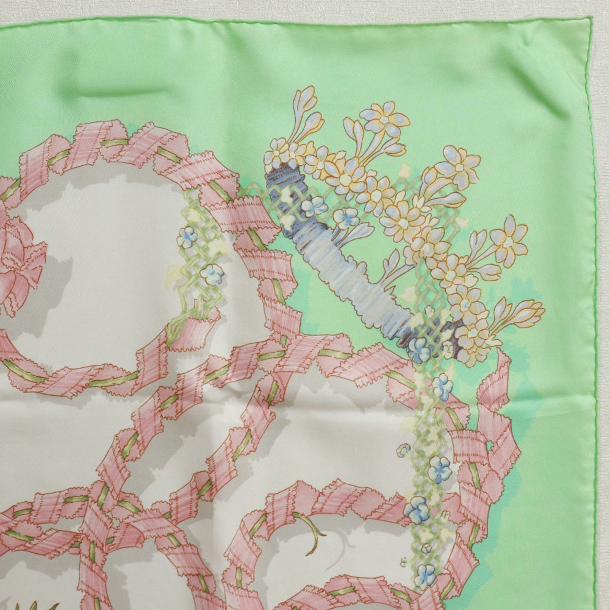 Hermes Carre 90 LE SACRE du PRINTEMPS Spring Festival Silk Green Women's Scarf