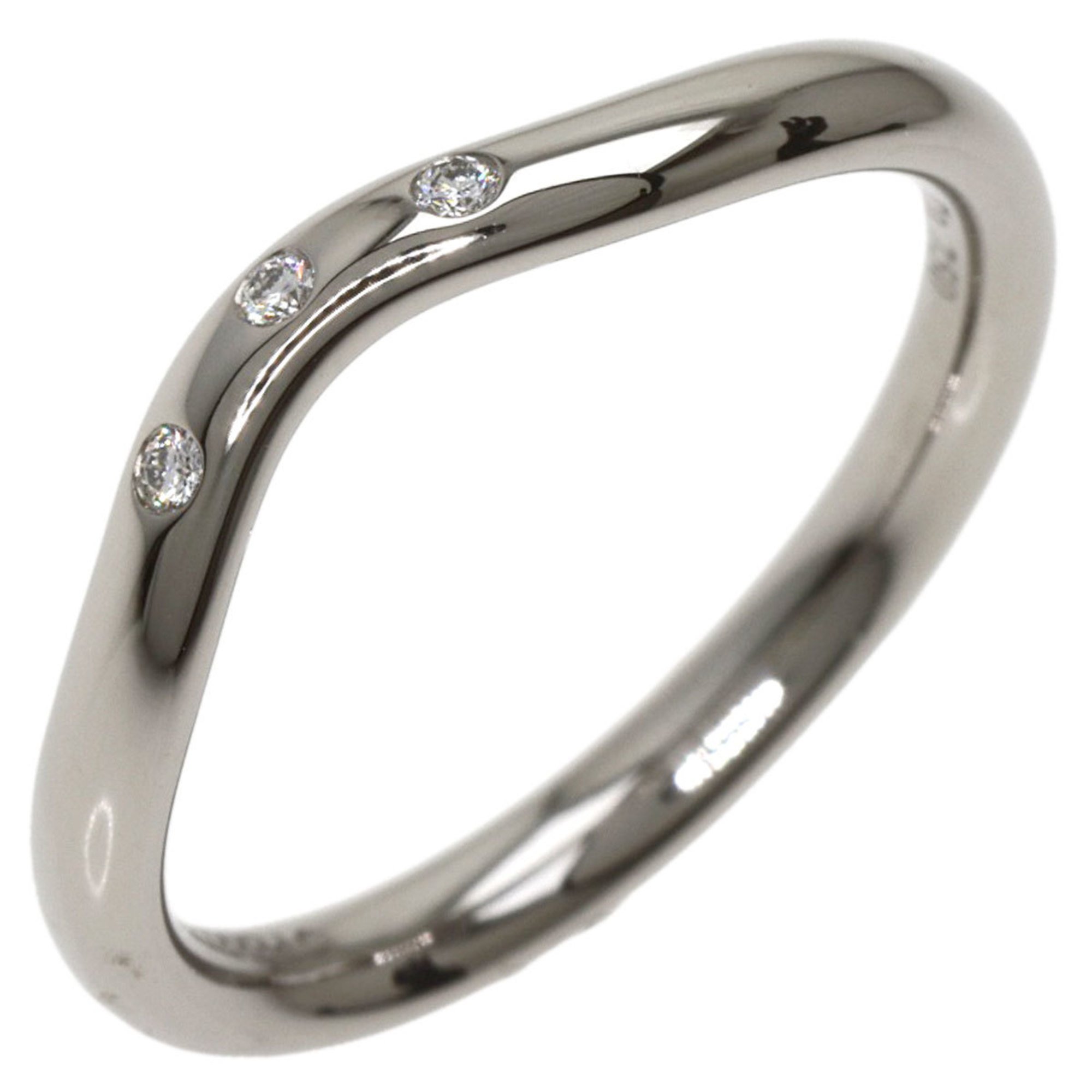 Tiffany curved band 3P diamond ring K18 white gold Ladies TIFFANY&Co.