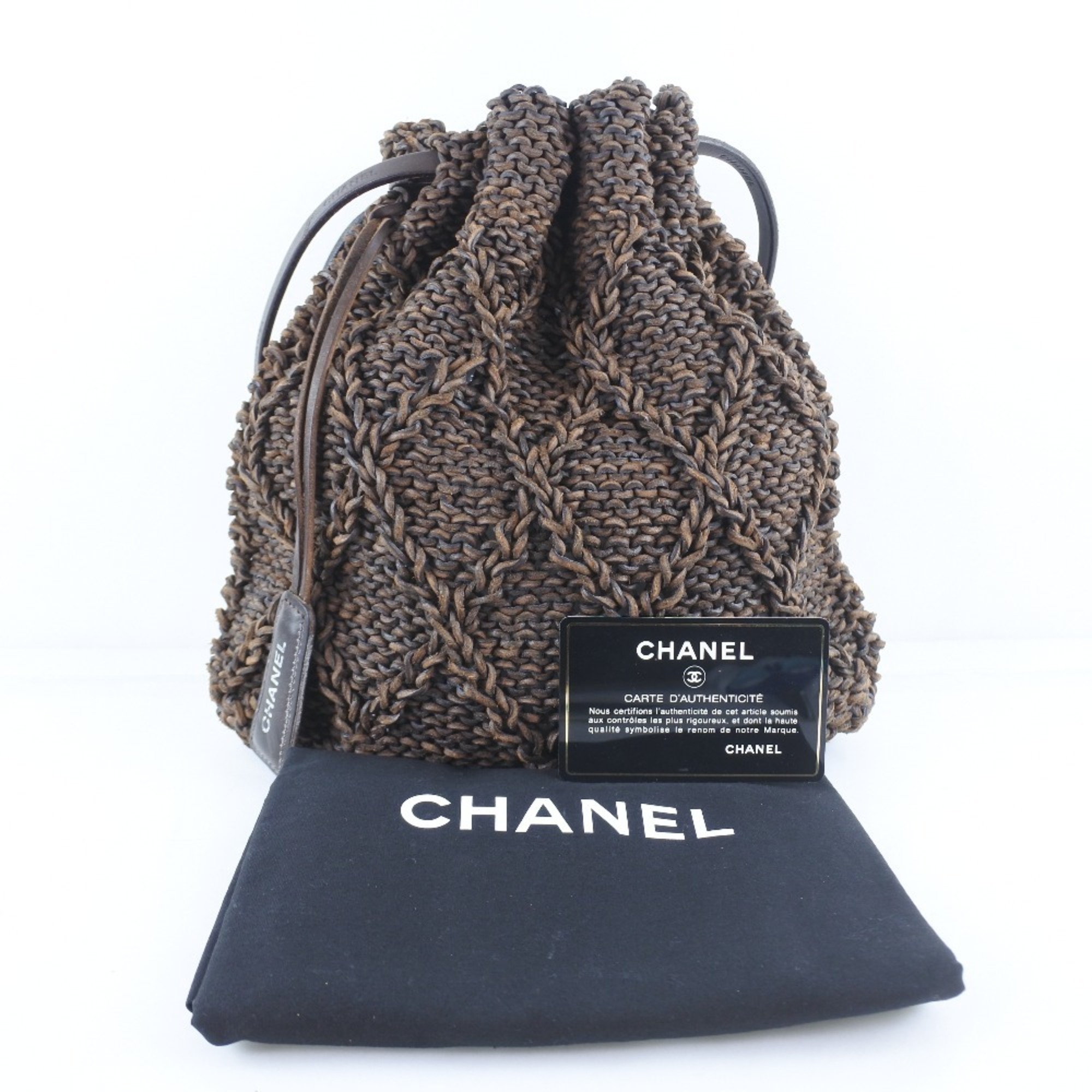Chanel Mesh Braided Leather Brown Women's Shoulder Bag