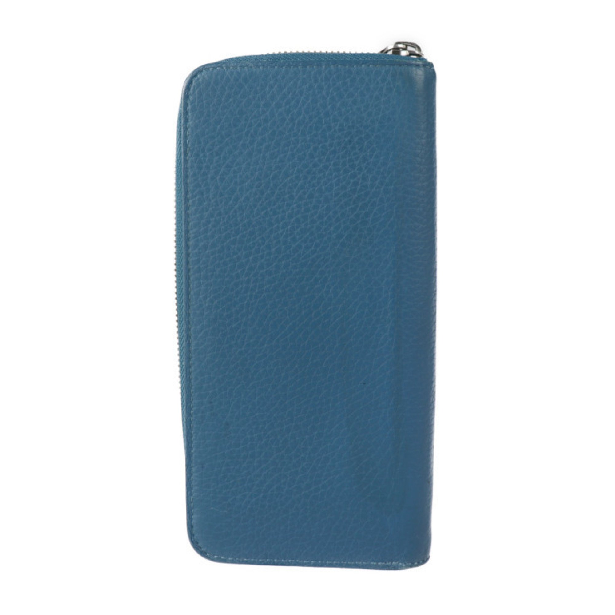 LOUIS VUITTON Louis Vuitton Zippy Wallet Vertical Long M58411 Taurillon Leather Blue Silver Hardware Round Zipper