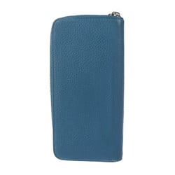 LOUIS VUITTON Louis Vuitton Zippy Wallet Vertical Long M58411 Taurillon Leather Blue Silver Hardware Round Zipper