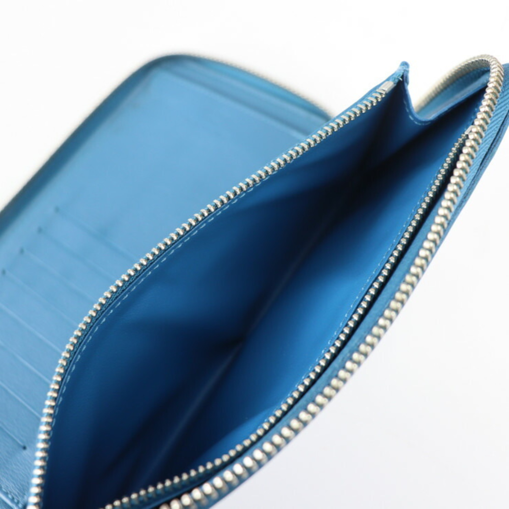 LOUIS VUITTON Louis Vuitton Zippy Wallet Vertical Long M58411 Taurillon Leather Blue Silver Hardware Round Zipper